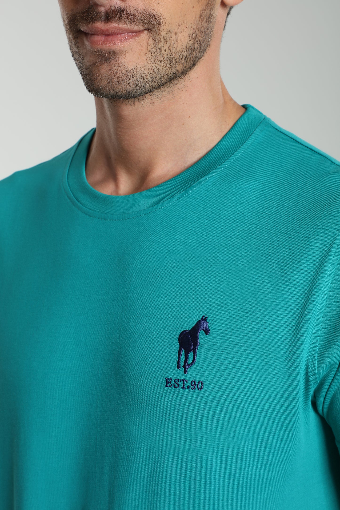 T-shirt manches courtes HORSE EST.90 bleu canard ( vert )
