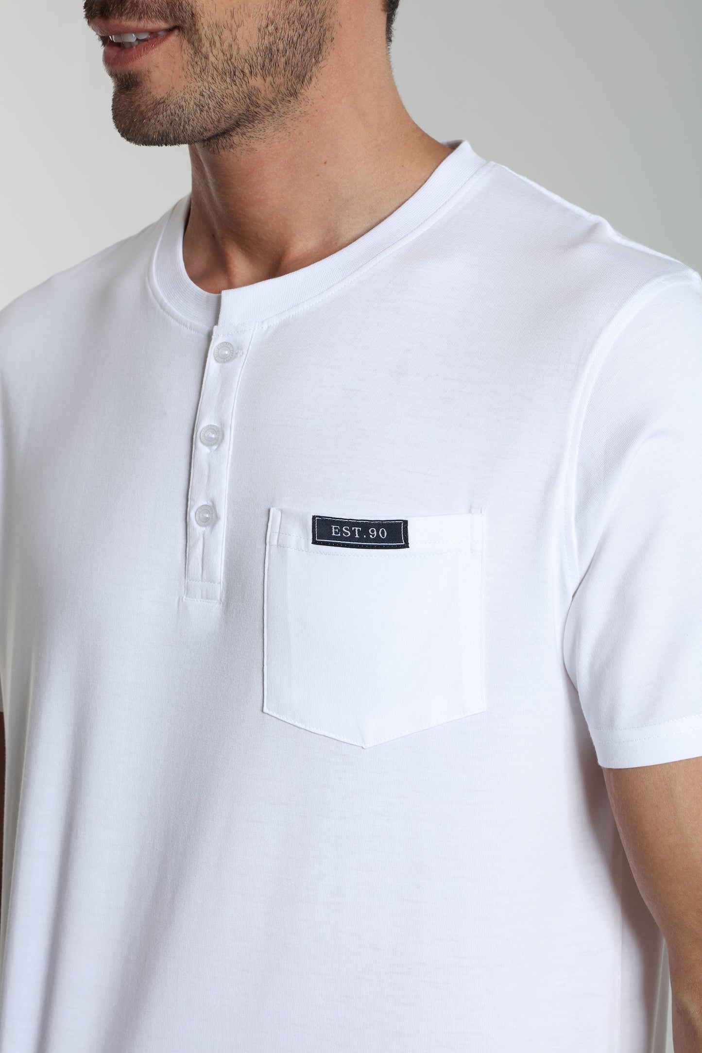 T-shirt manches courtes HENLEY blanc