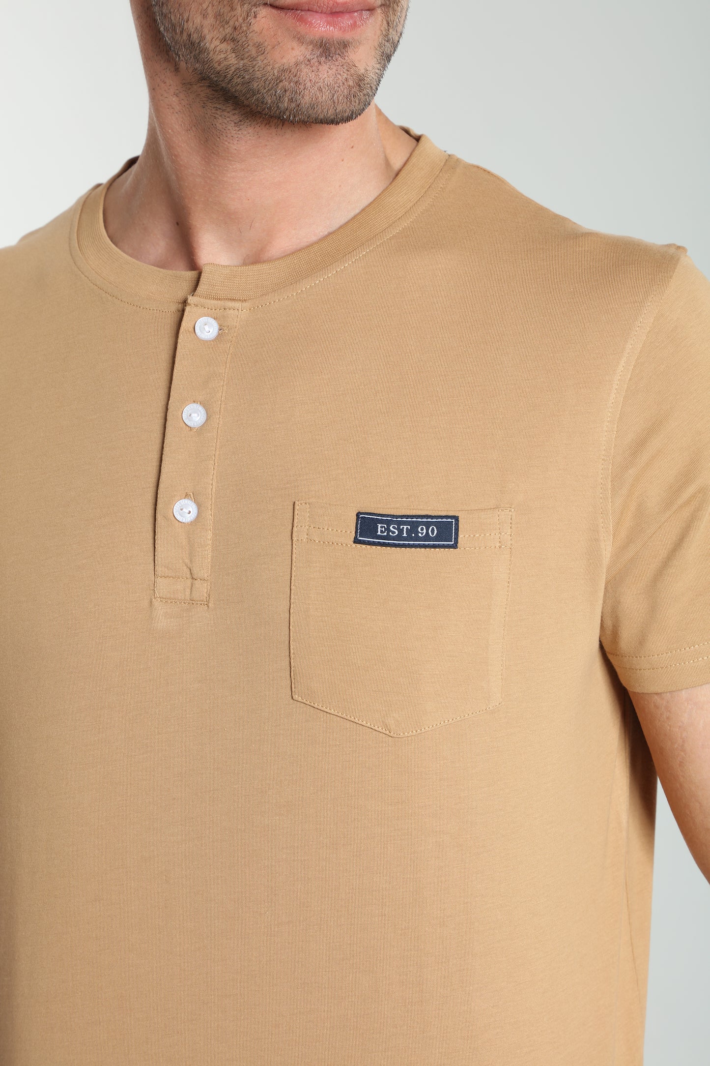T-shirt manches courtes HENLEY camel
