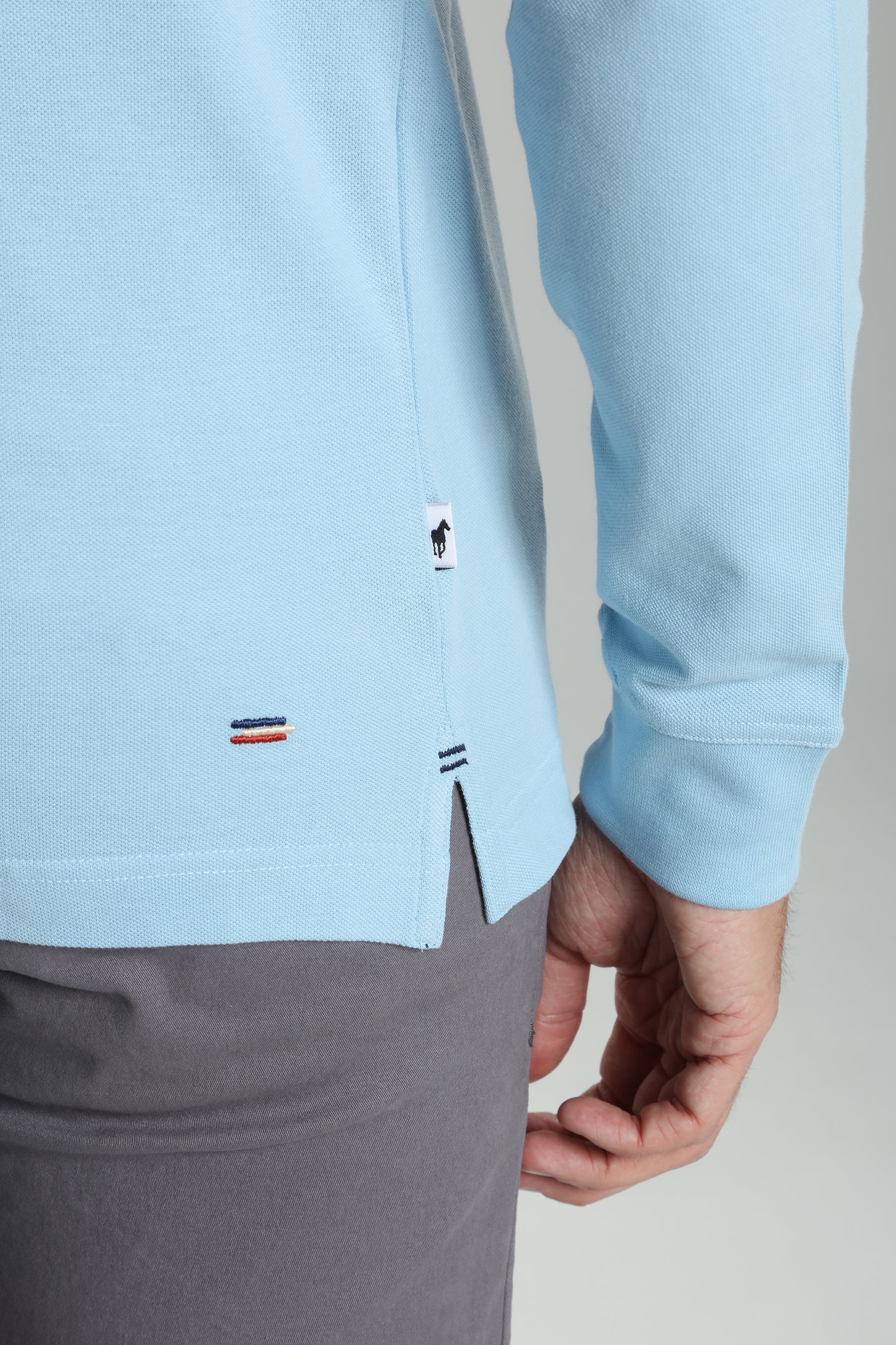 Polo manches longues PERY bleu ciel