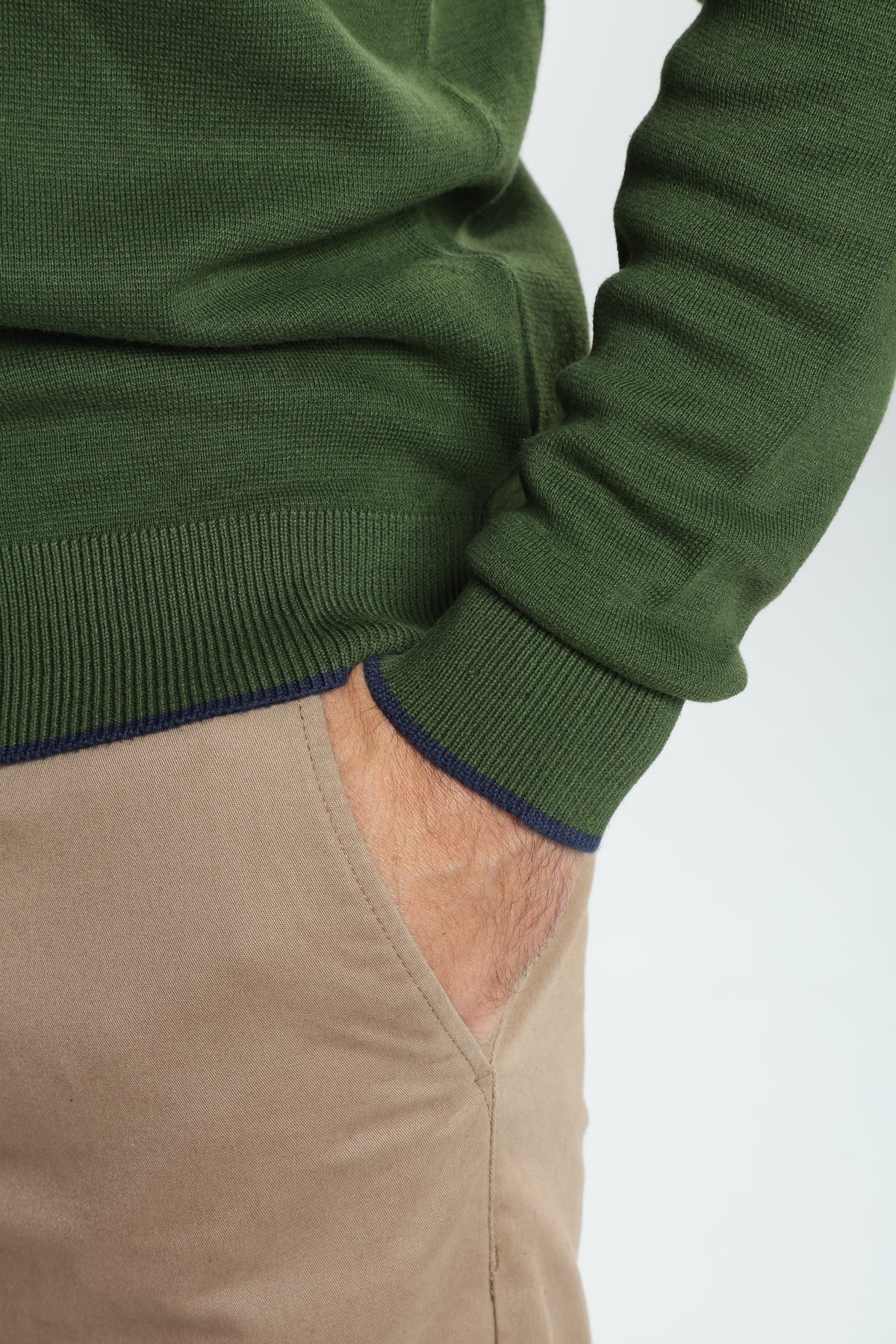 Pull col polo Marvin en coton Milano kaki – Gentleman Farmer, vue 8