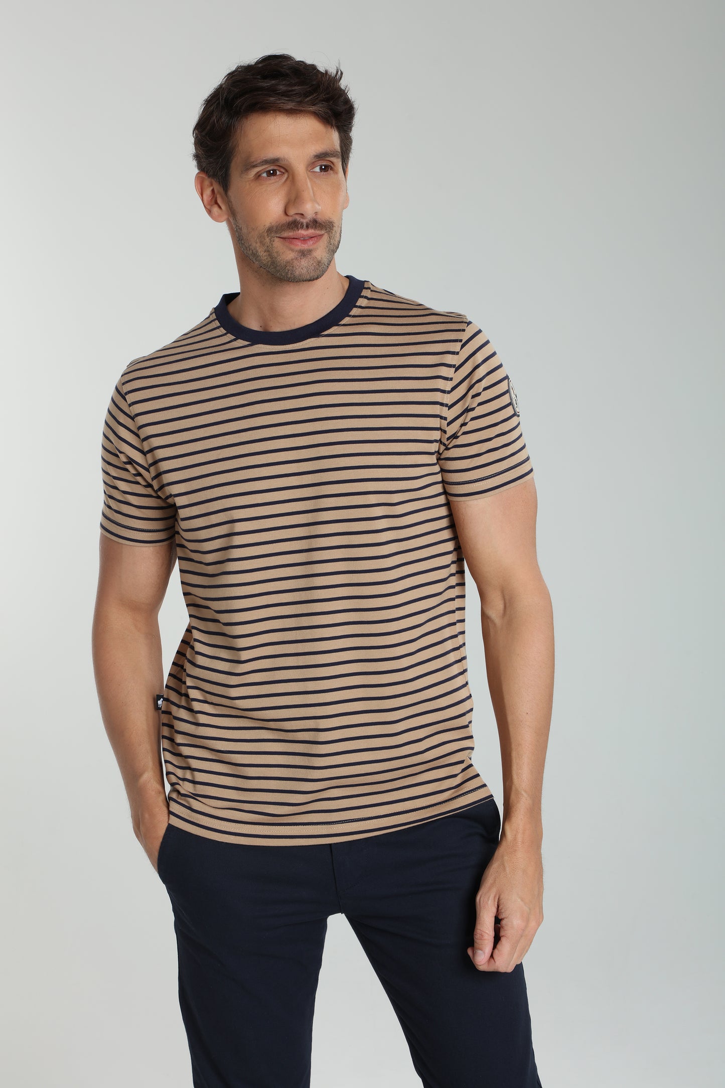 T-shirt manches courtes STRIPES camel