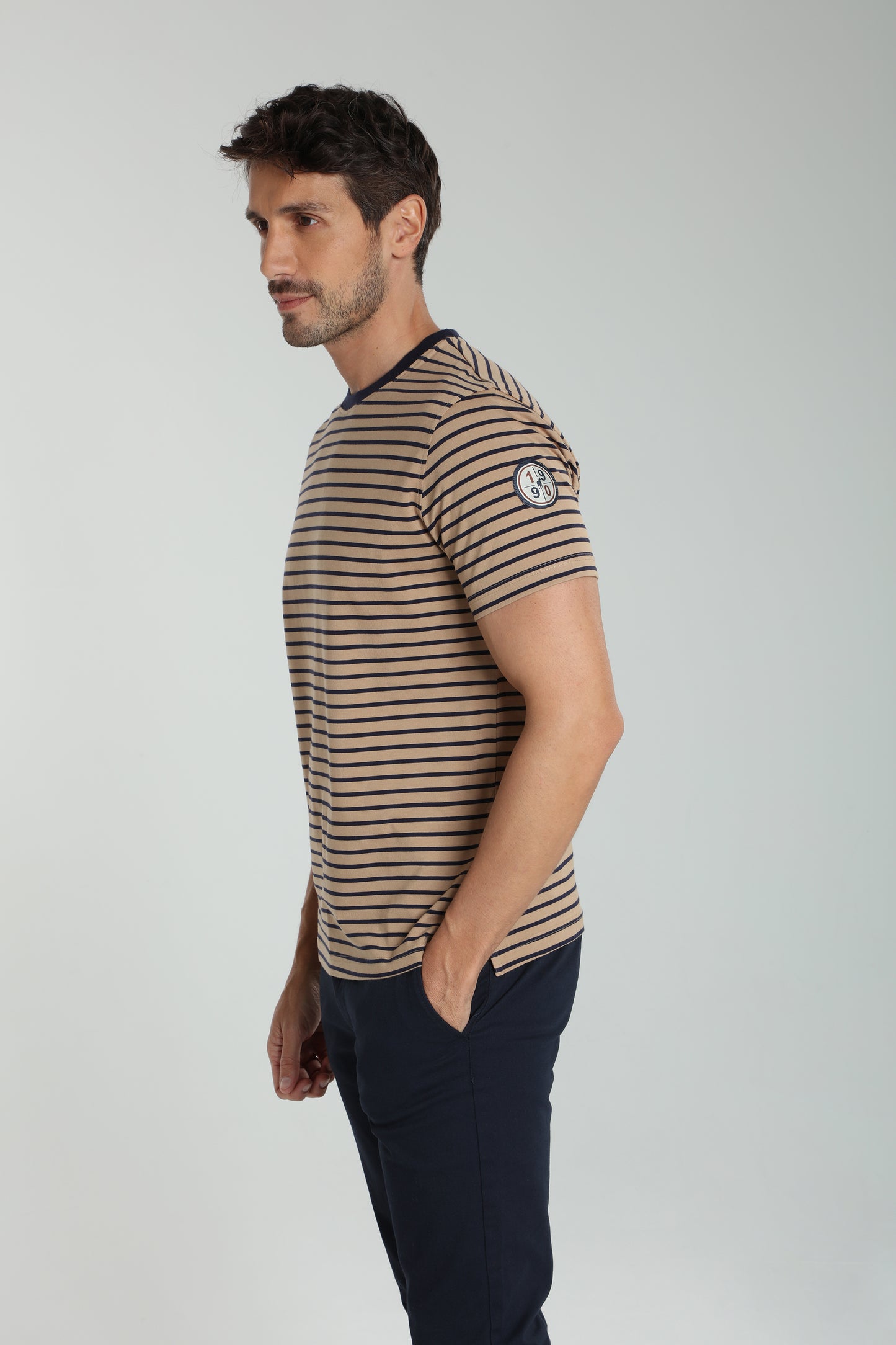 T-shirt manches courtes STRIPES camel