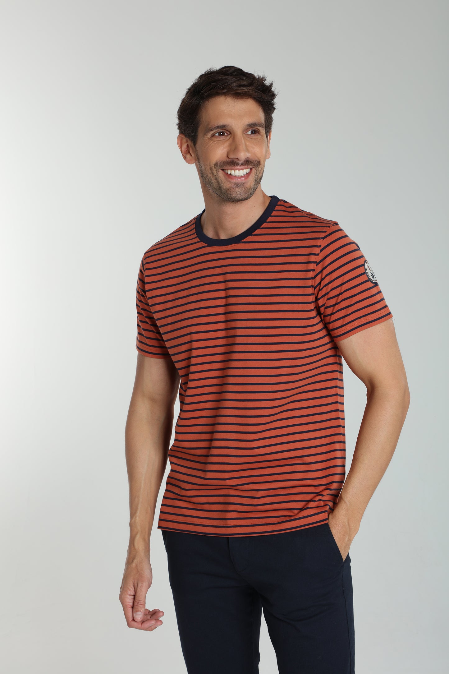 T-shirt manches courtes STRIPES brique