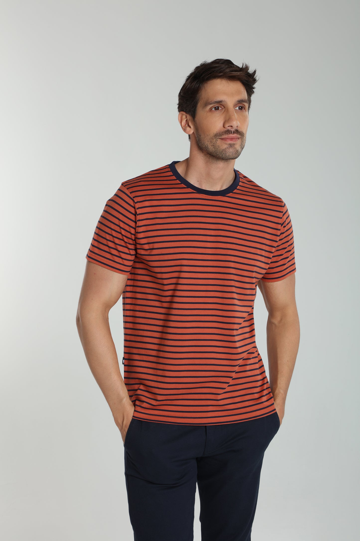 T-shirt manches courtes STRIPES brique