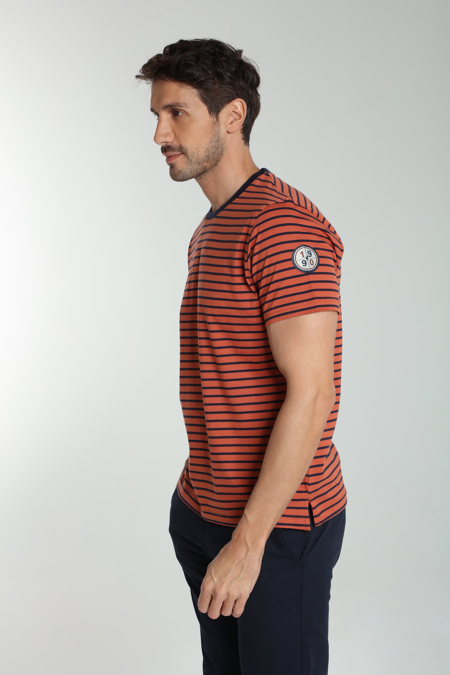 T-shirt manches courtes STRIPES brique