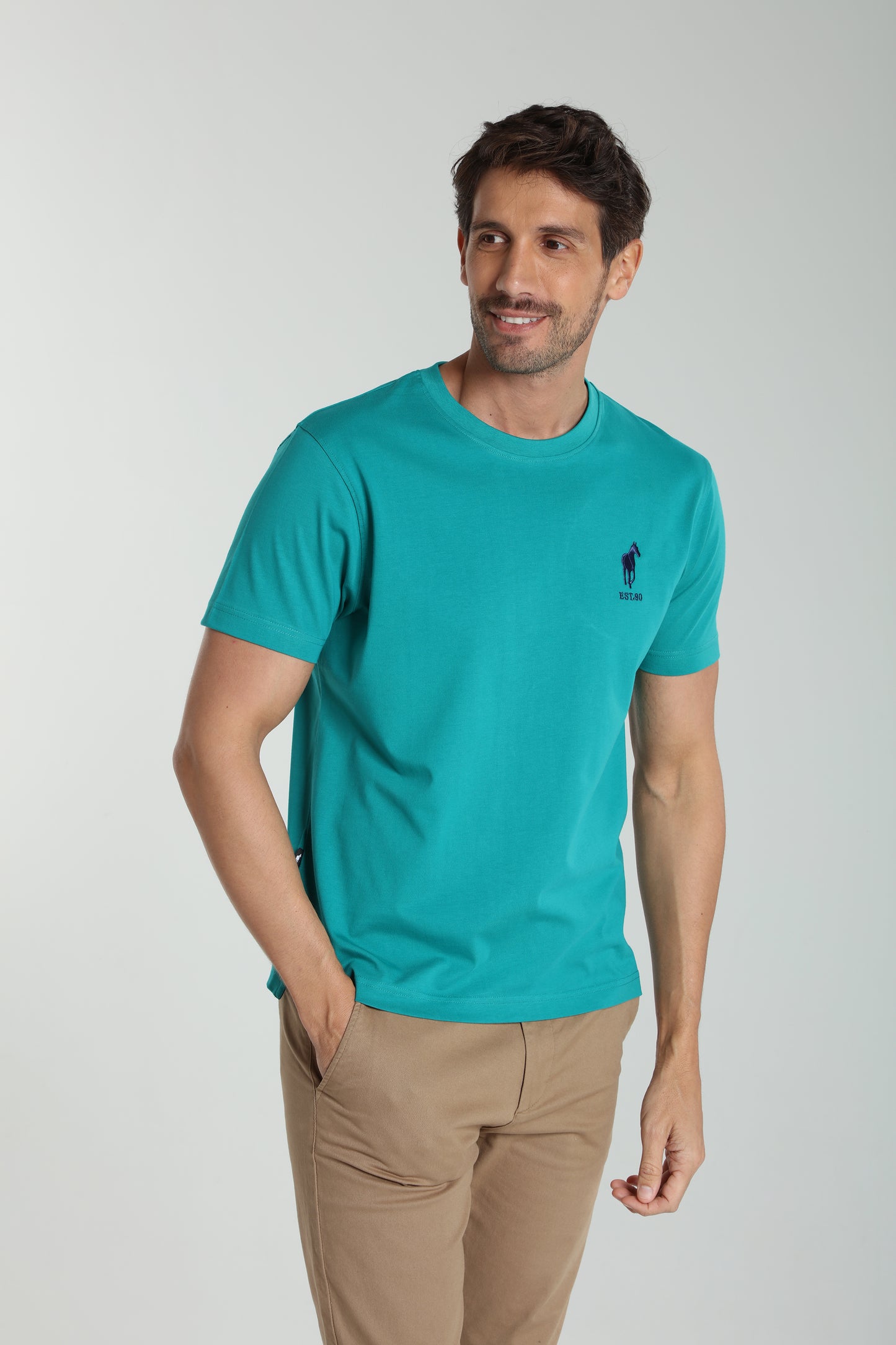 T-shirt manches courtes HORSE EST.90 bleu canard ( vert )