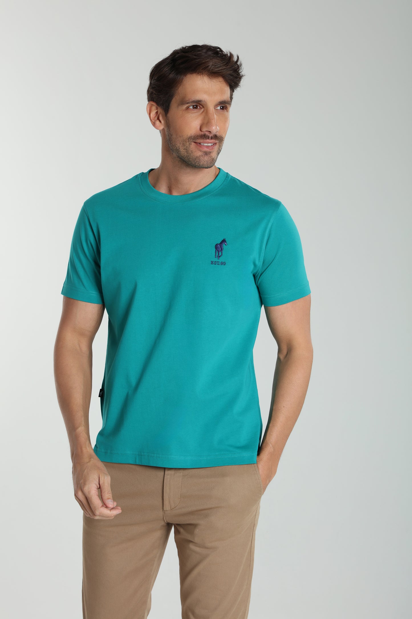 T-shirt manches courtes HORSE EST.90 bleu canard ( vert )