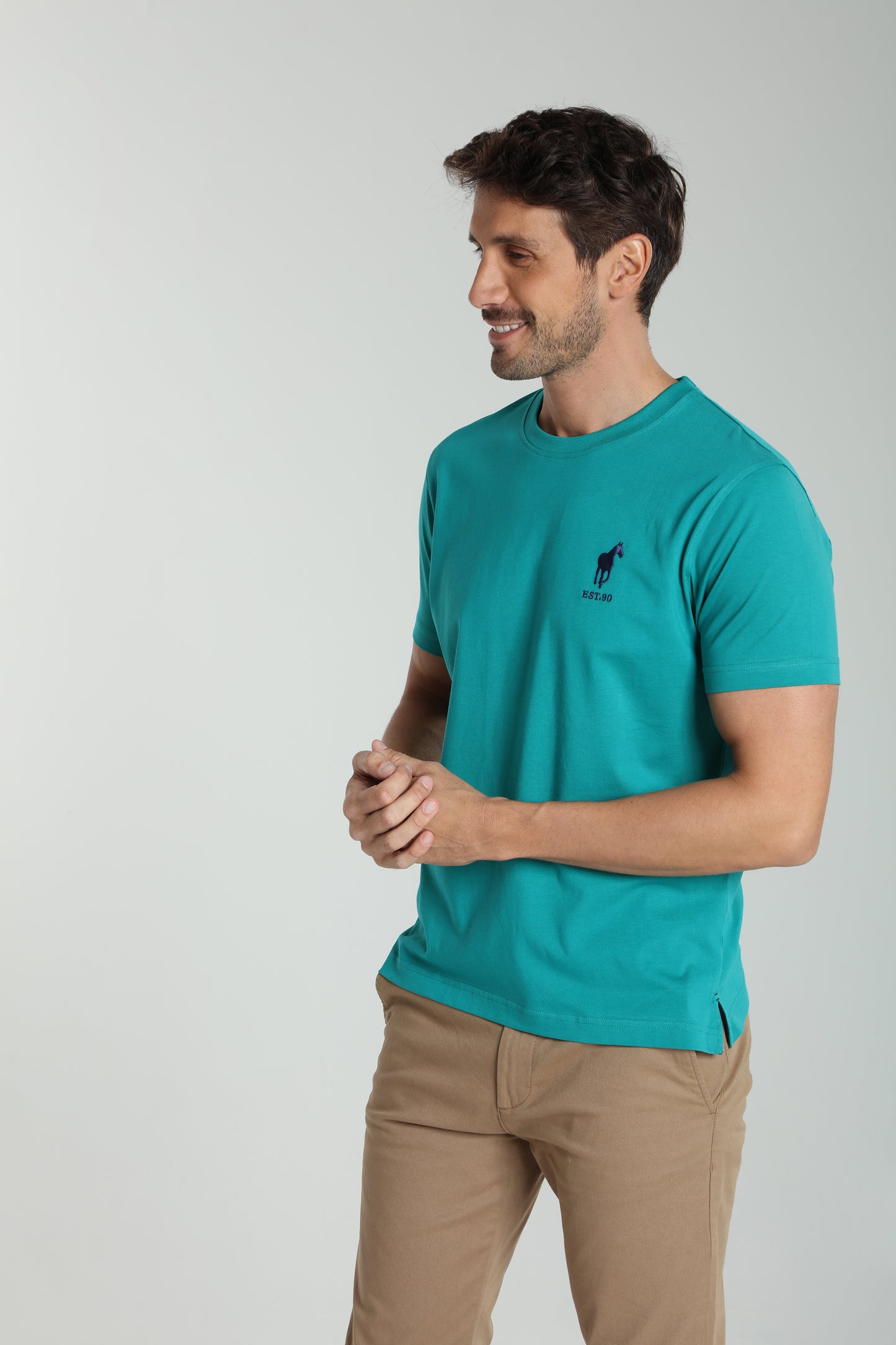 T-shirt manches courtes HORSE EST.90 bleu canard ( vert )