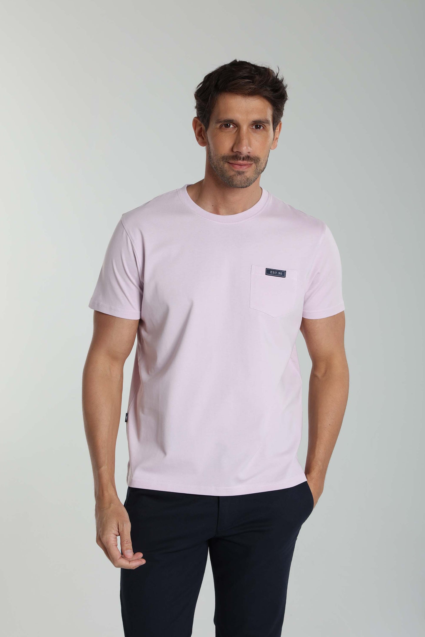 T-shirt manches courtes POCK lilas blanc