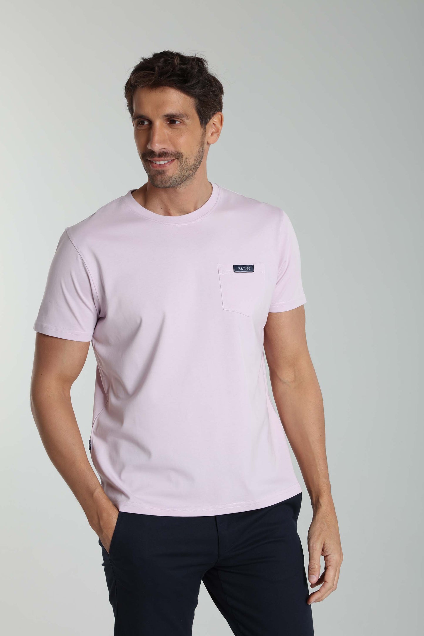 T-shirt manches courtes POCK lilas blanc