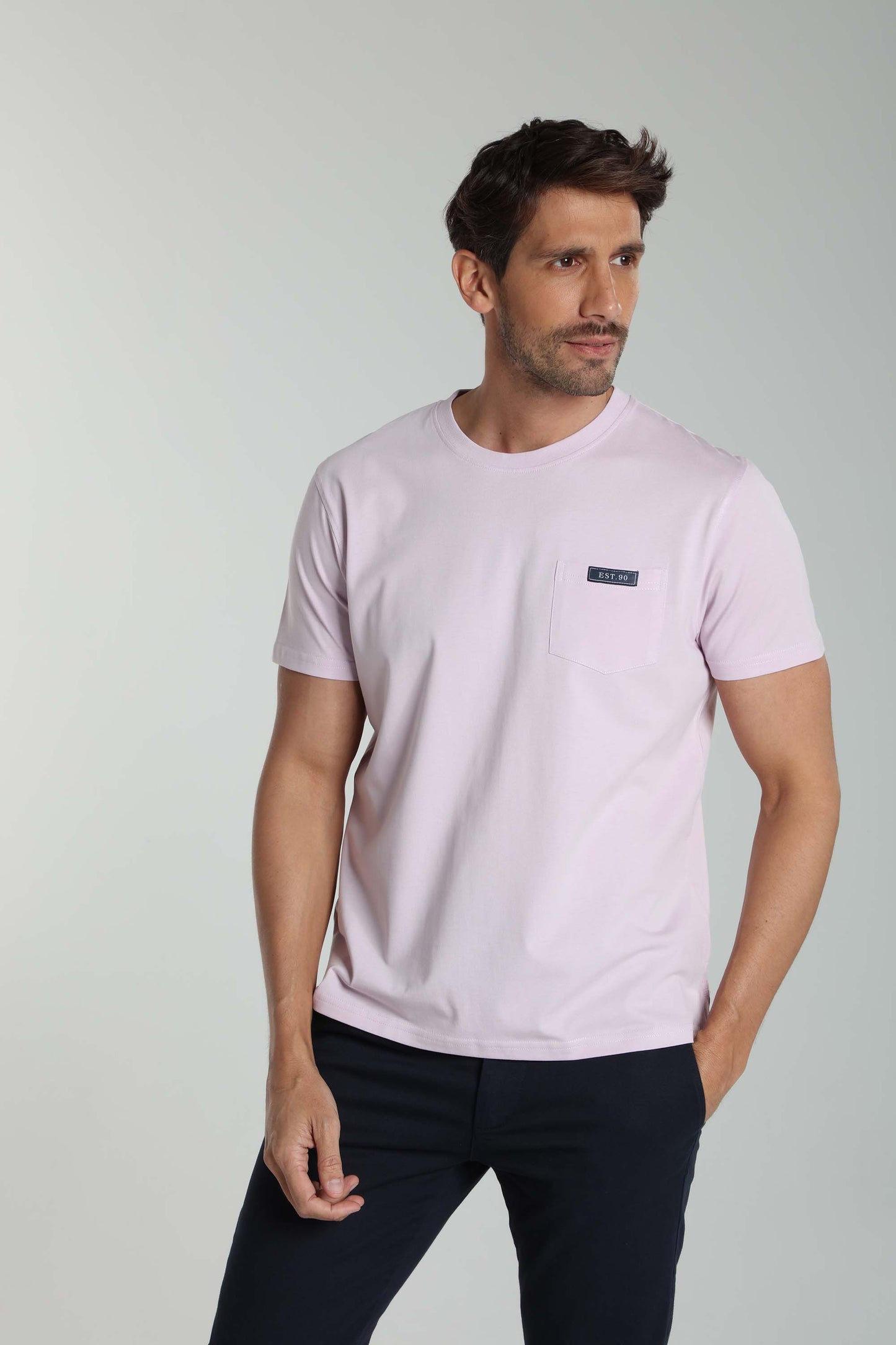 T-shirt manches courtes POCK lilas blanc