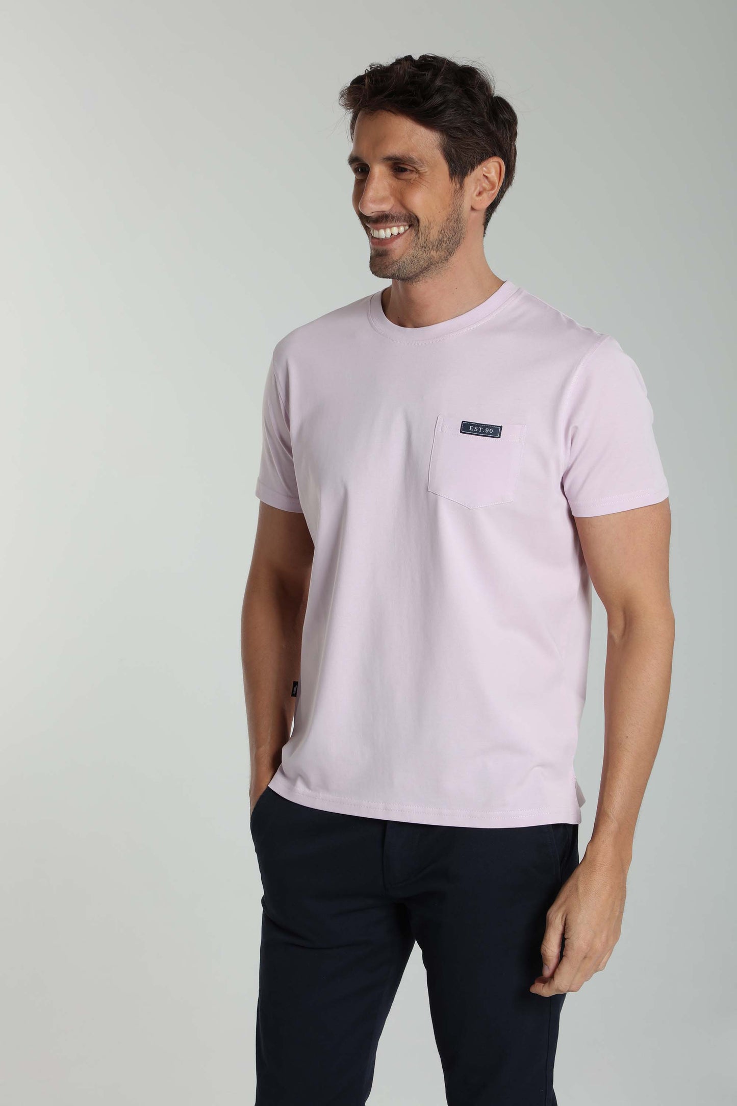 T-shirt manches courtes POCK lilas blanc