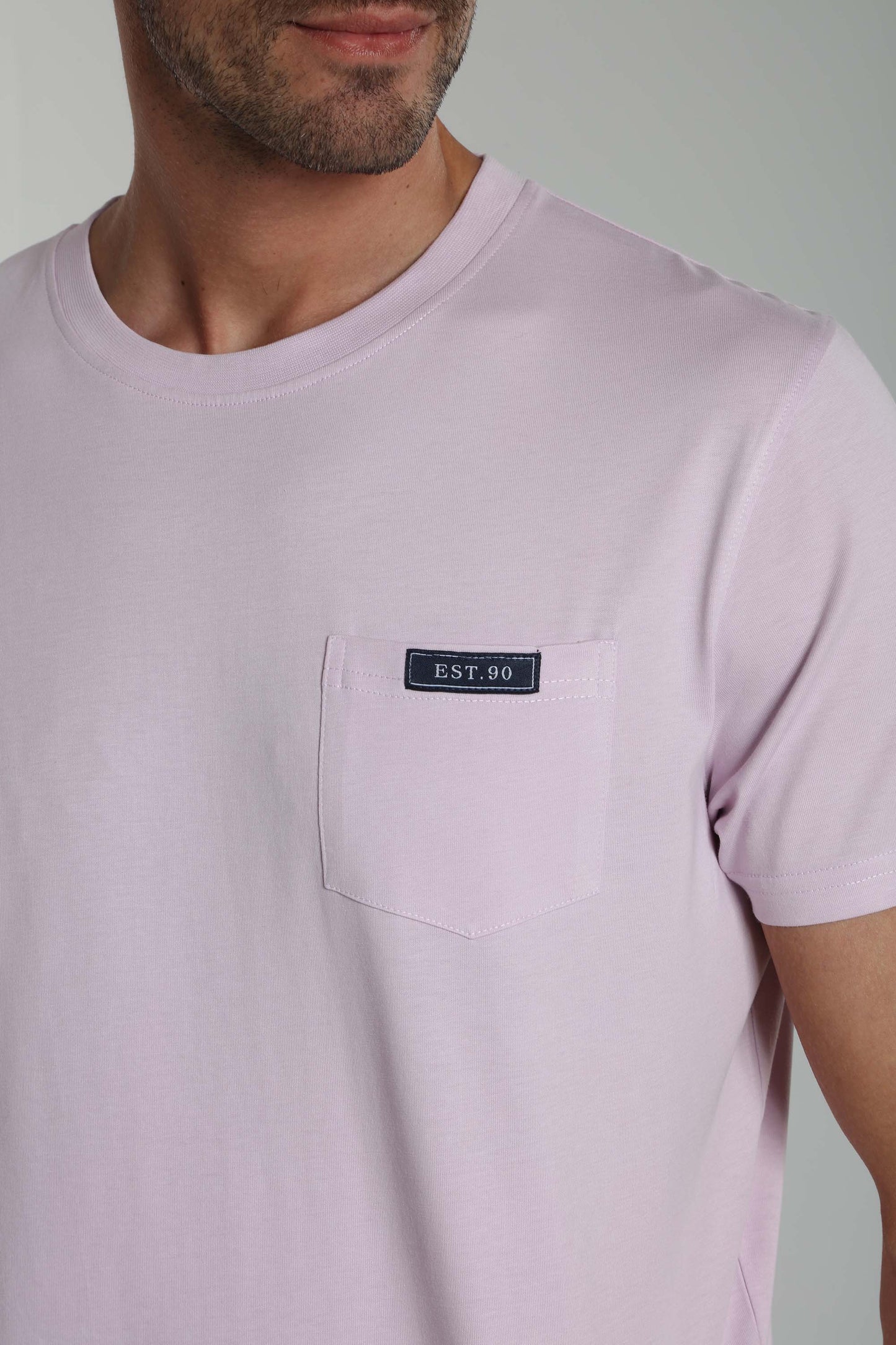 T-shirt manches courtes POCK lilas blanc