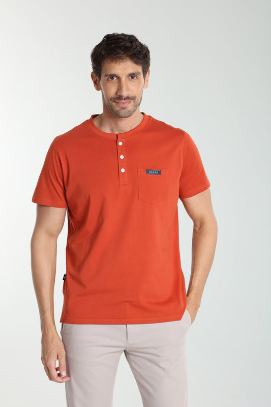 T-shirt manches courtes HENLEY brique