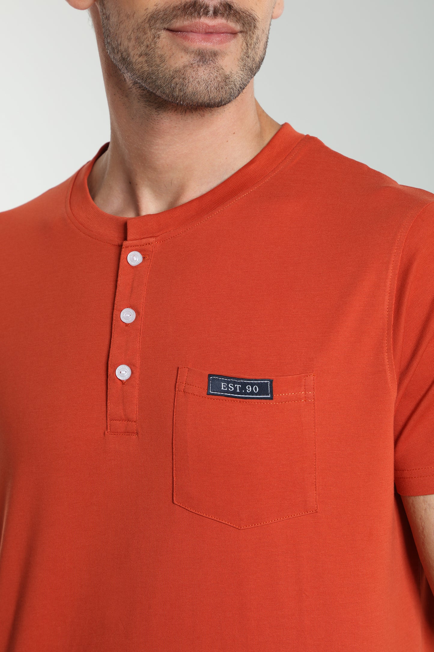 T-shirt manches courtes HENLEY brique