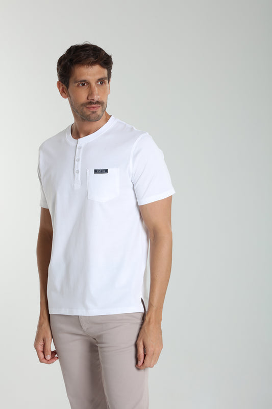 T-shirt manches courtes HENLEY blanc