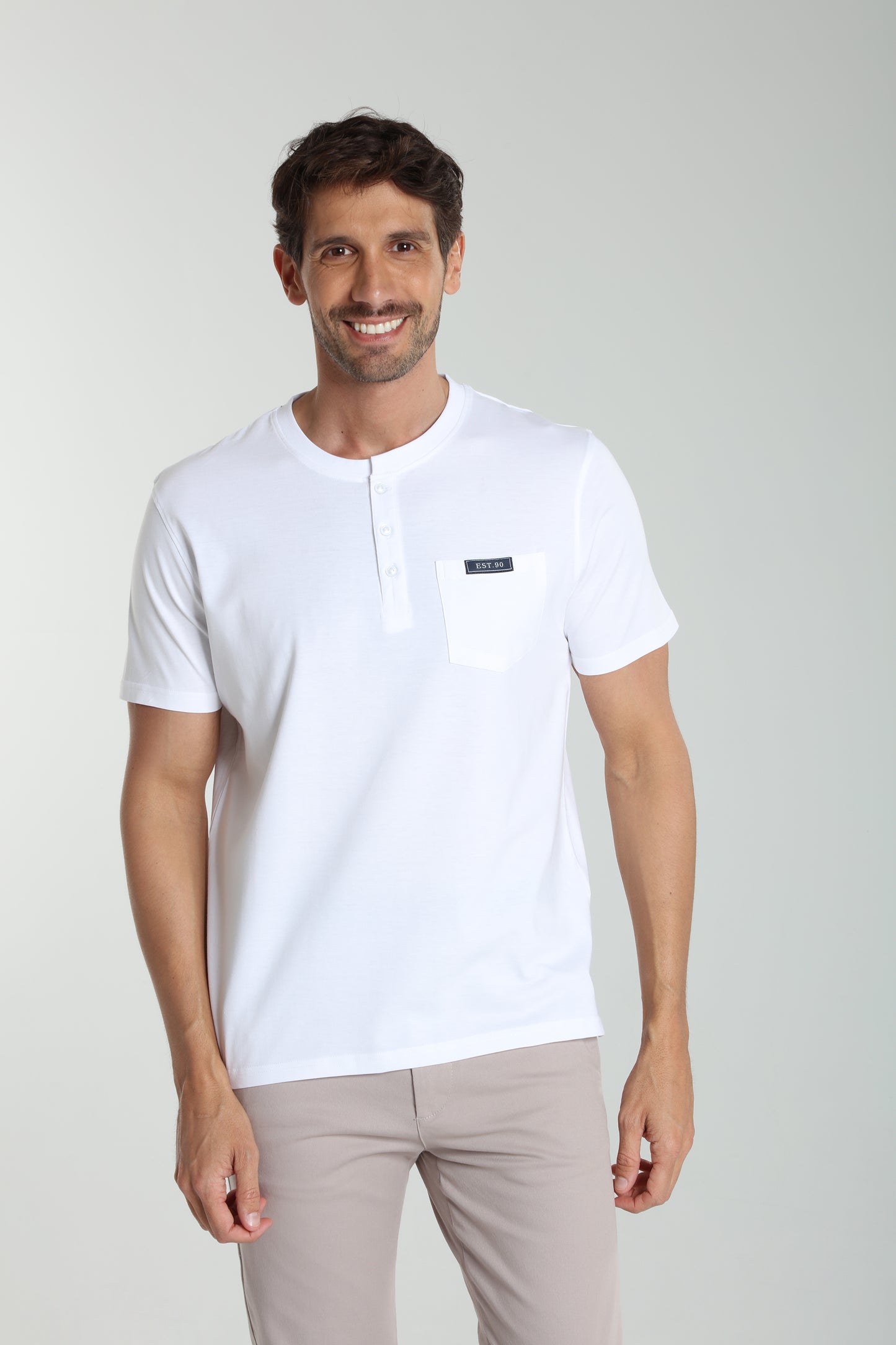 T-shirt manches courtes HENLEY blanc