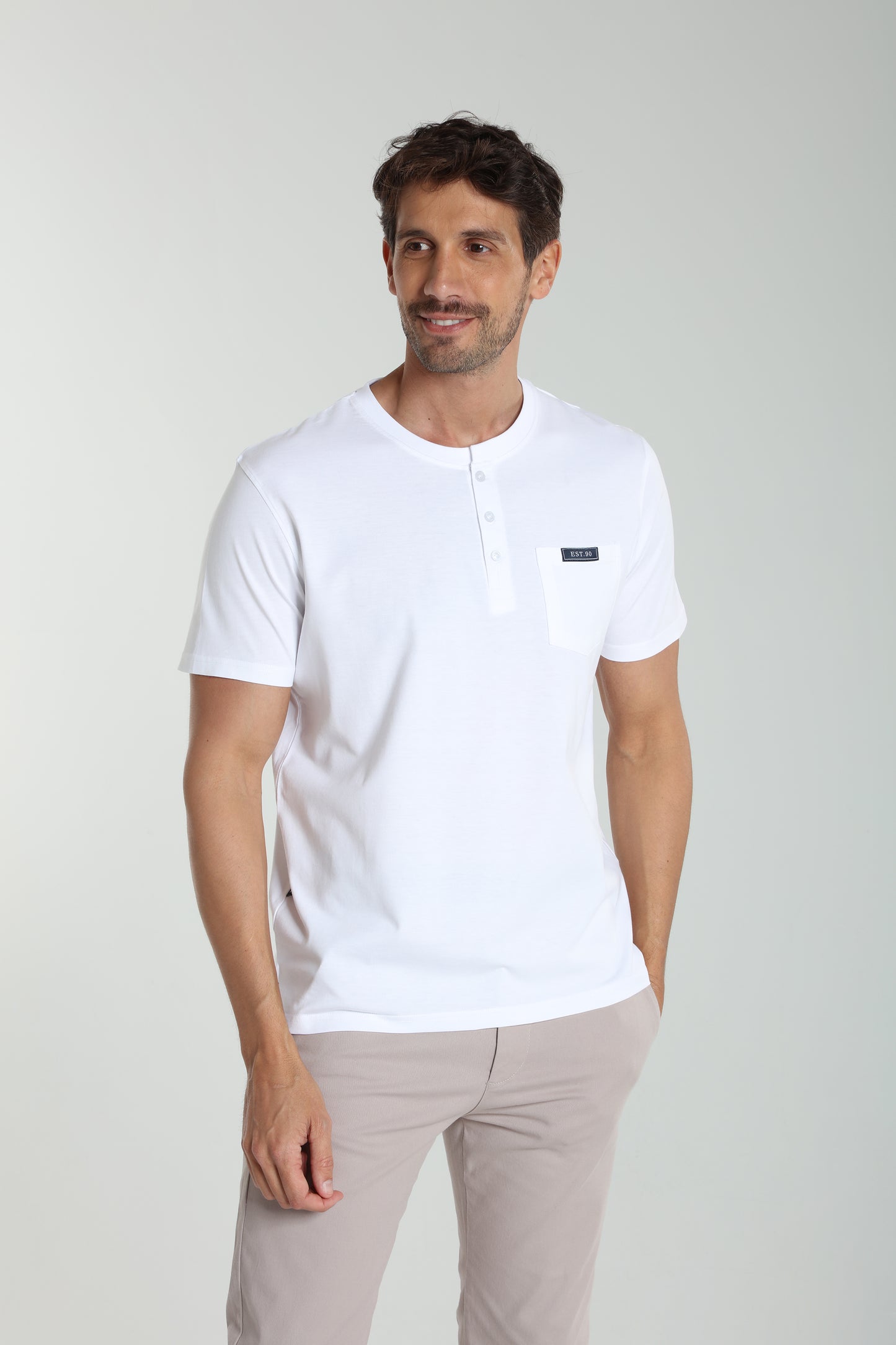 T-shirt manches courtes HENLEY blanc
