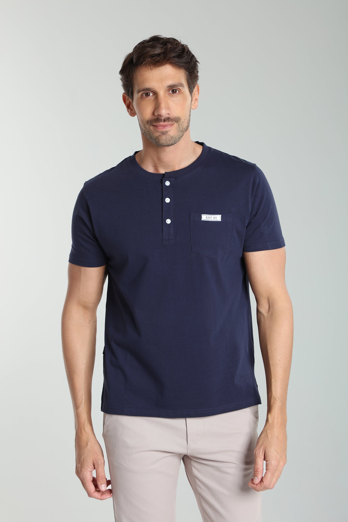 T-shirt manches courtes HENLEY marine