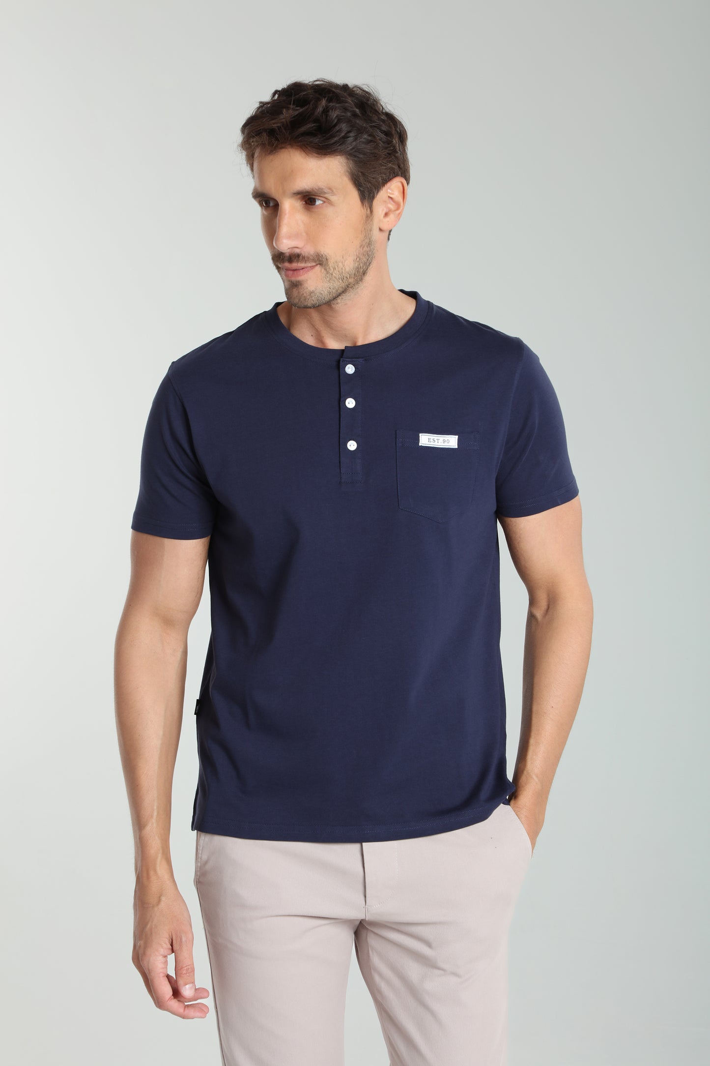 T-shirt manches courtes HENLEY marine