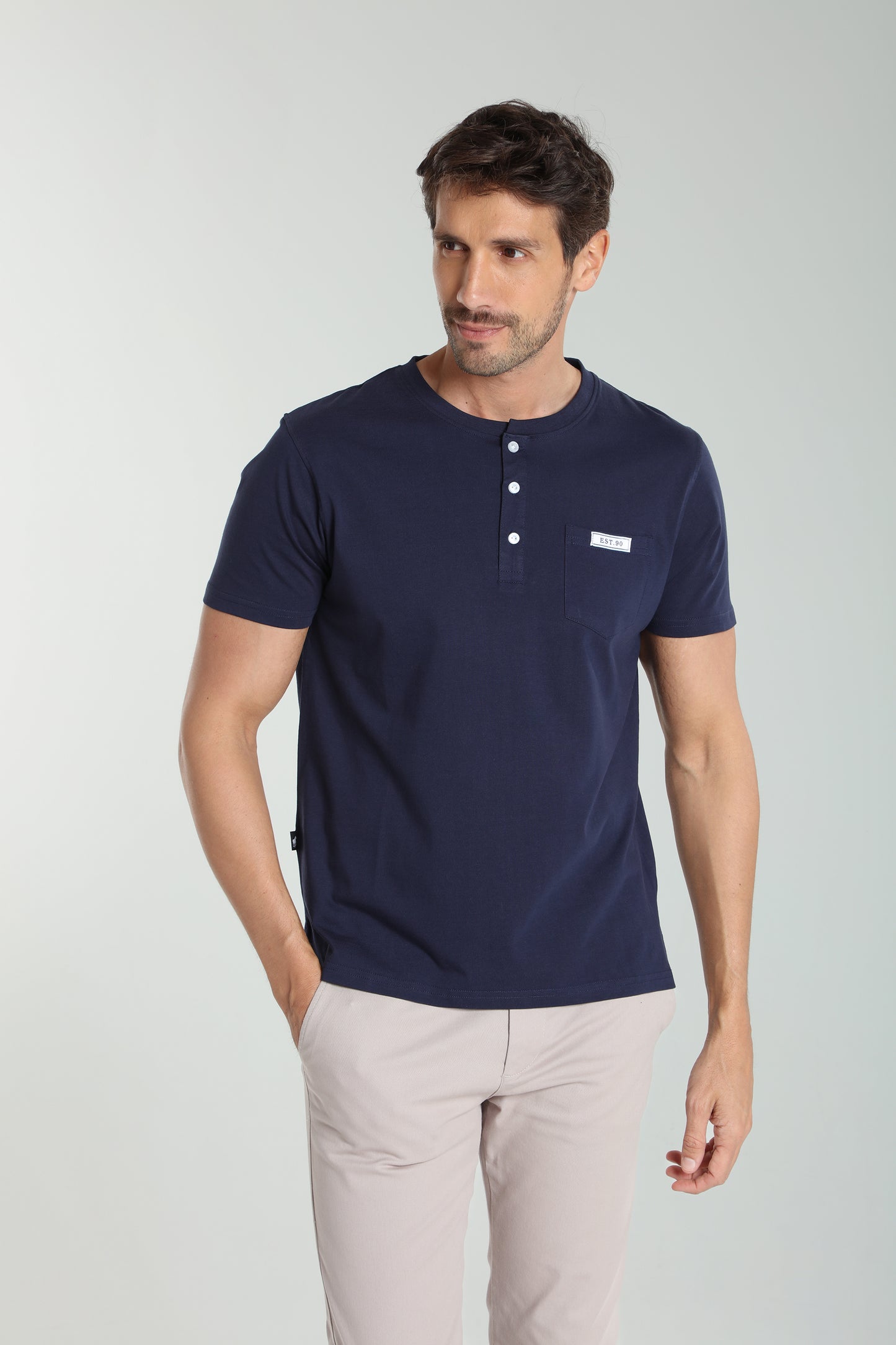 T-shirt manches courtes HENLEY marine