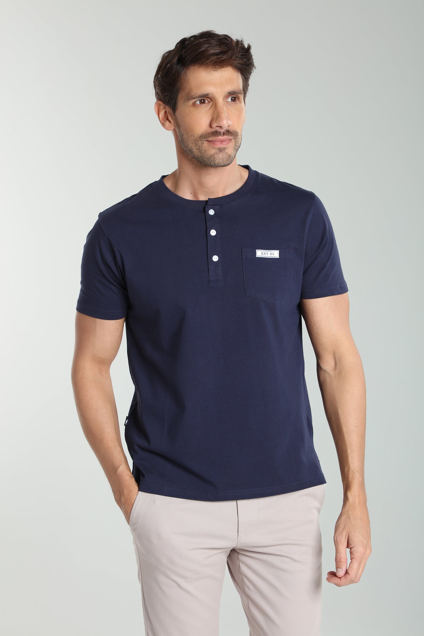 T-shirt manches courtes HENLEY marine