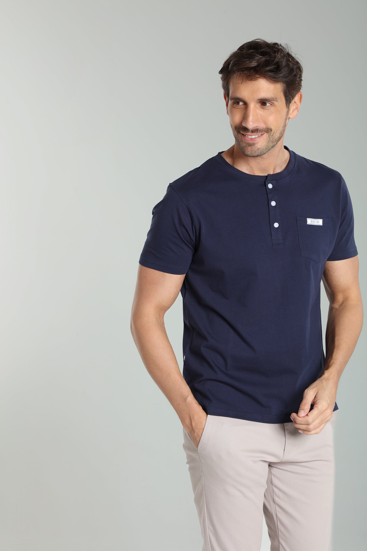 T-shirt manches courtes HENLEY marine