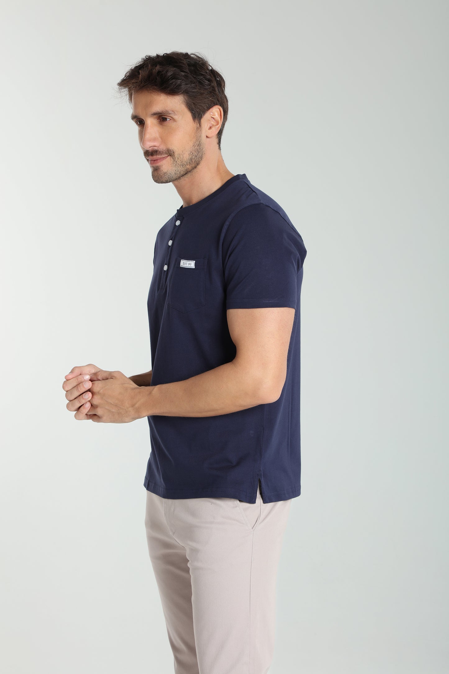 T-shirt manches courtes HENLEY marine
