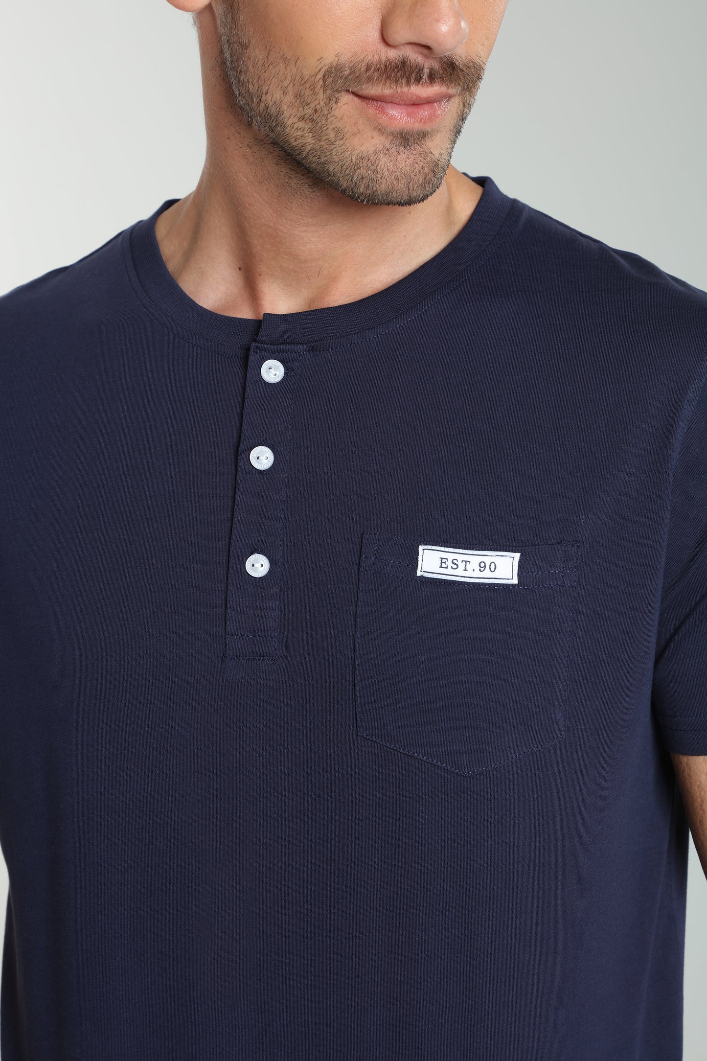 T-shirt manches courtes HENLEY marine