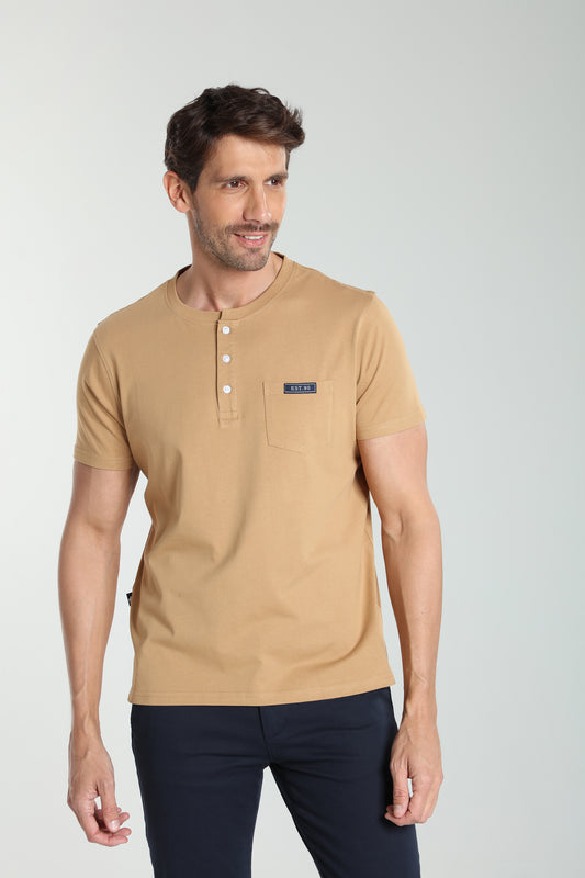 T-shirt manches courtes HENLEY camel