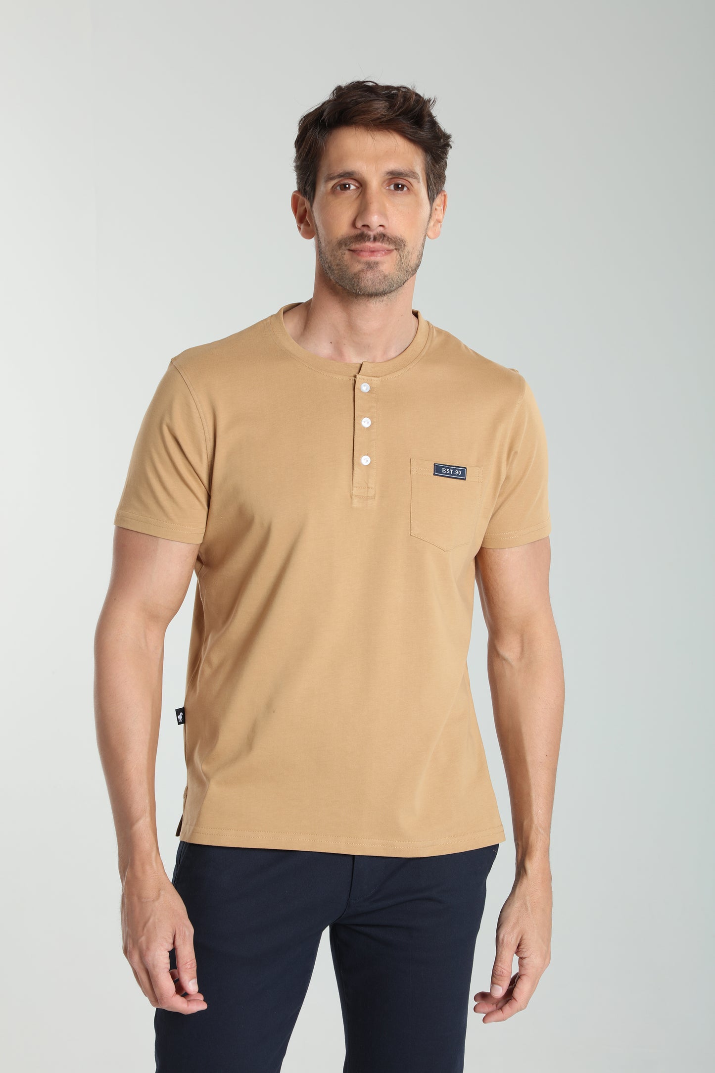 T-shirt manches courtes HENLEY camel