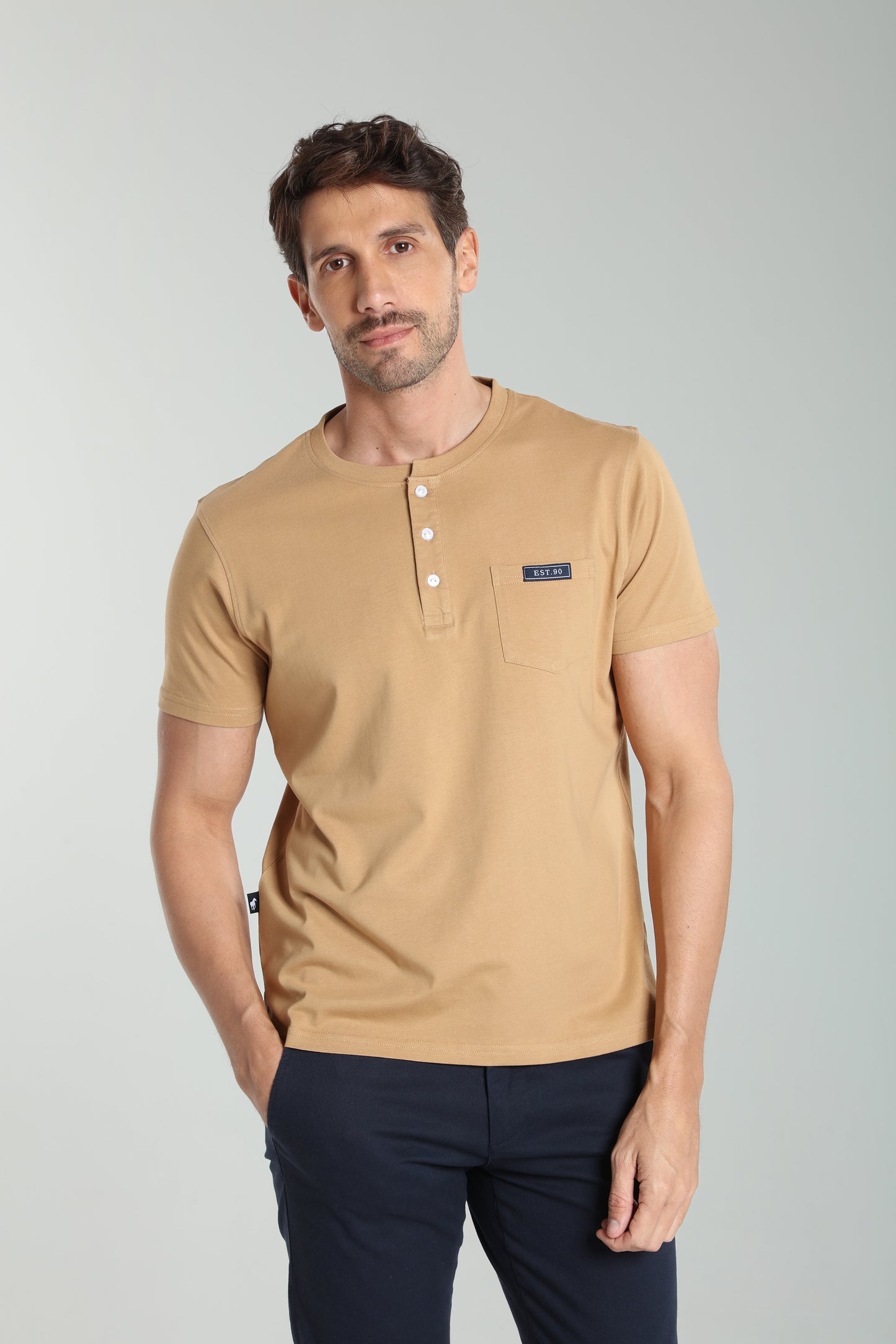 T-shirt manches courtes HENLEY camel