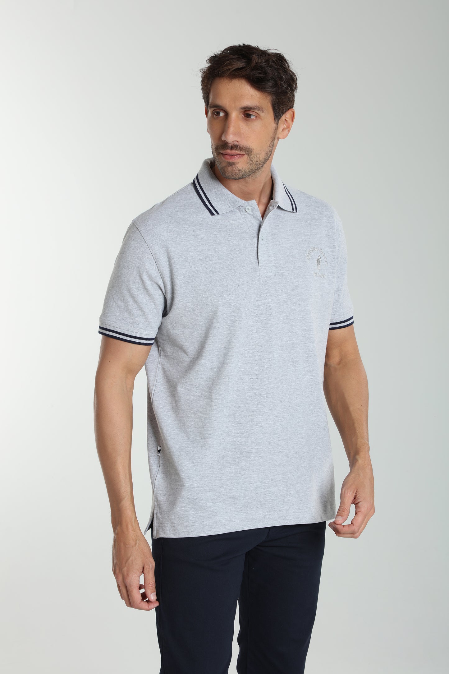 Polo manches courtes PRAY gris chiné