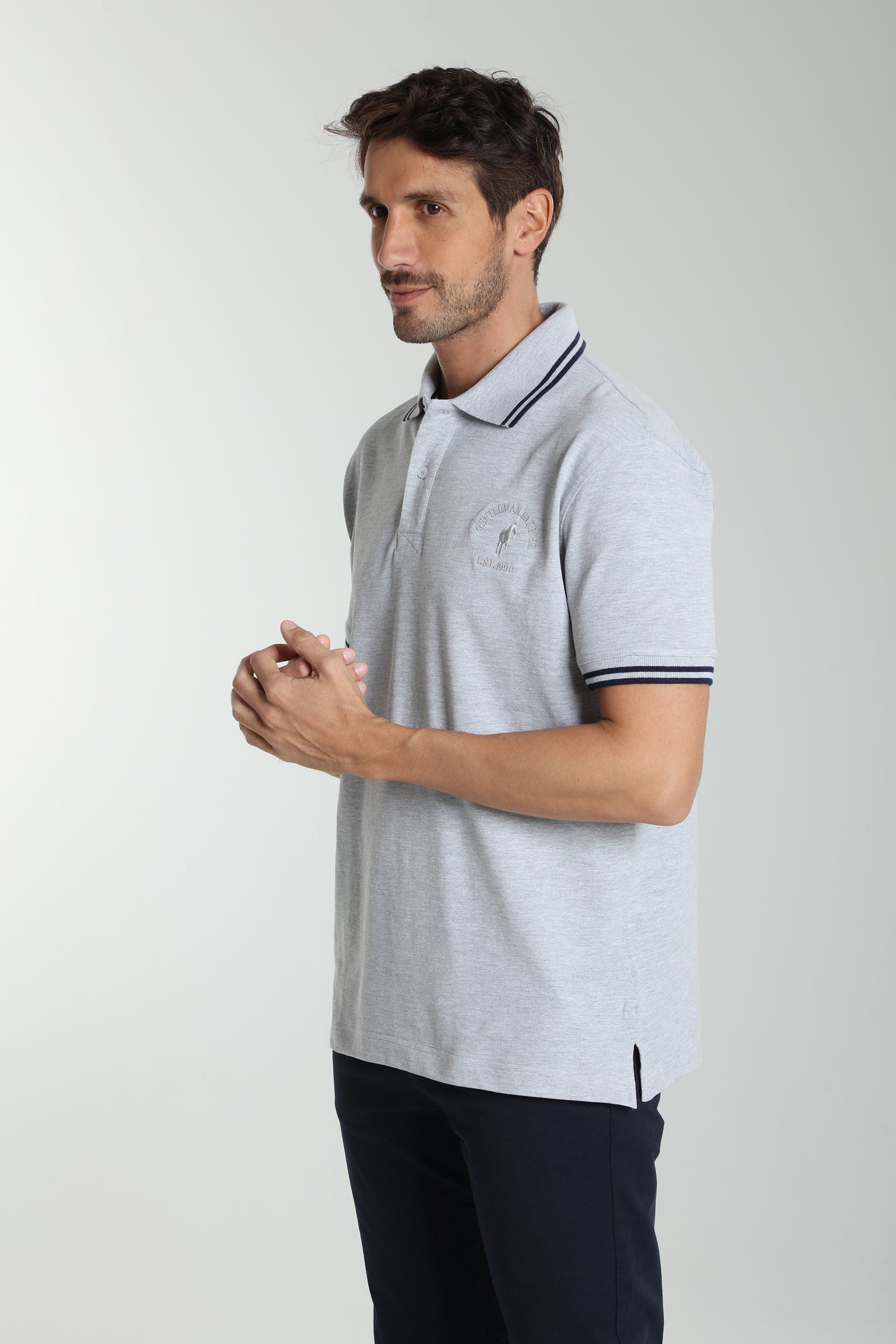 Polo manches courtes PRAY gris chiné