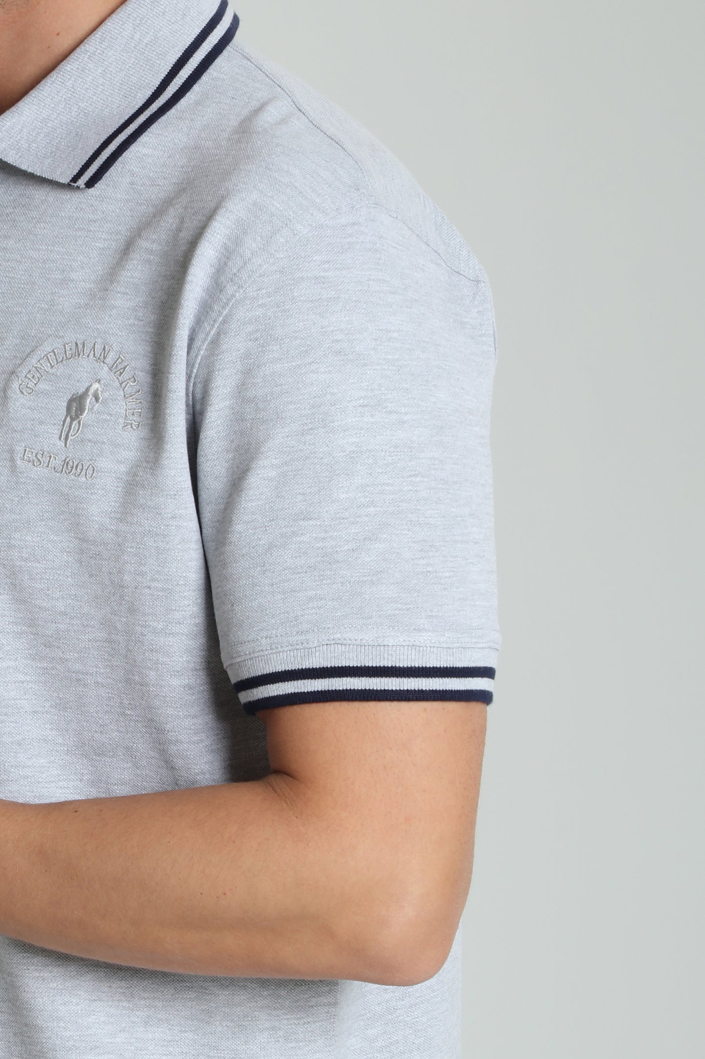 Polo manches courtes PRAY gris chiné