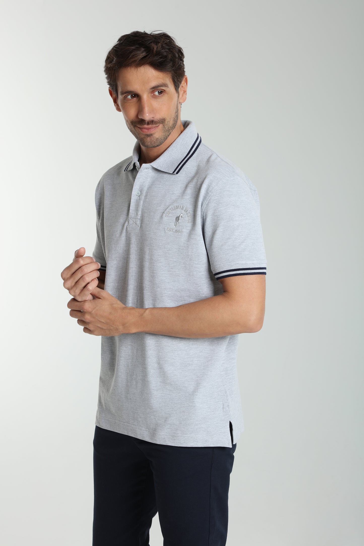 Polo manches courtes PRAY gris chiné