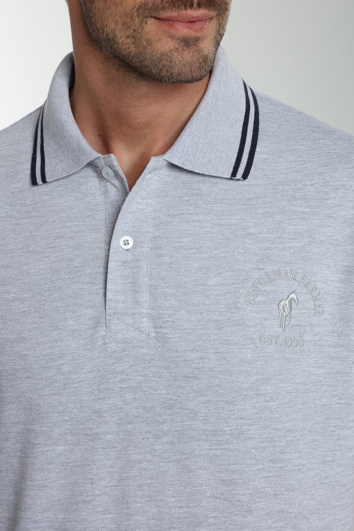 Polo manches courtes PRAY gris chiné