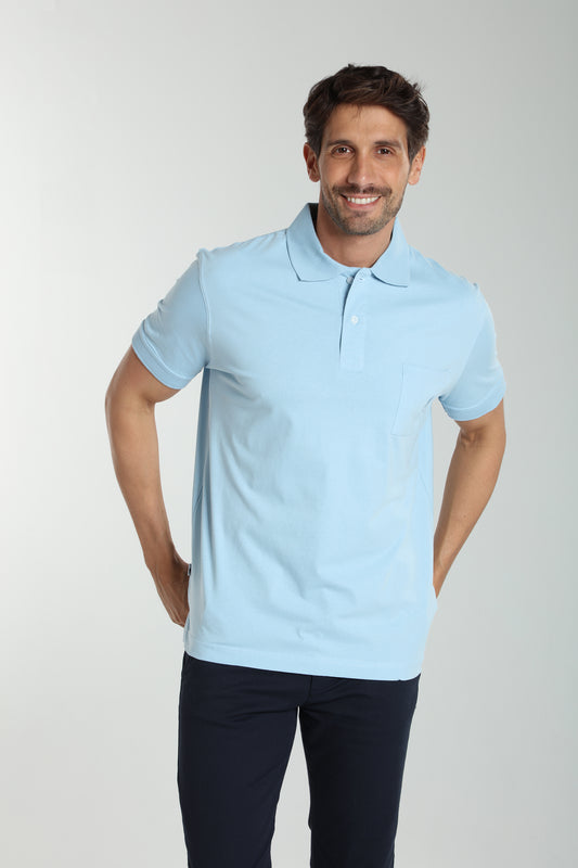 Polo manches courtes PJEY bleu ciel
