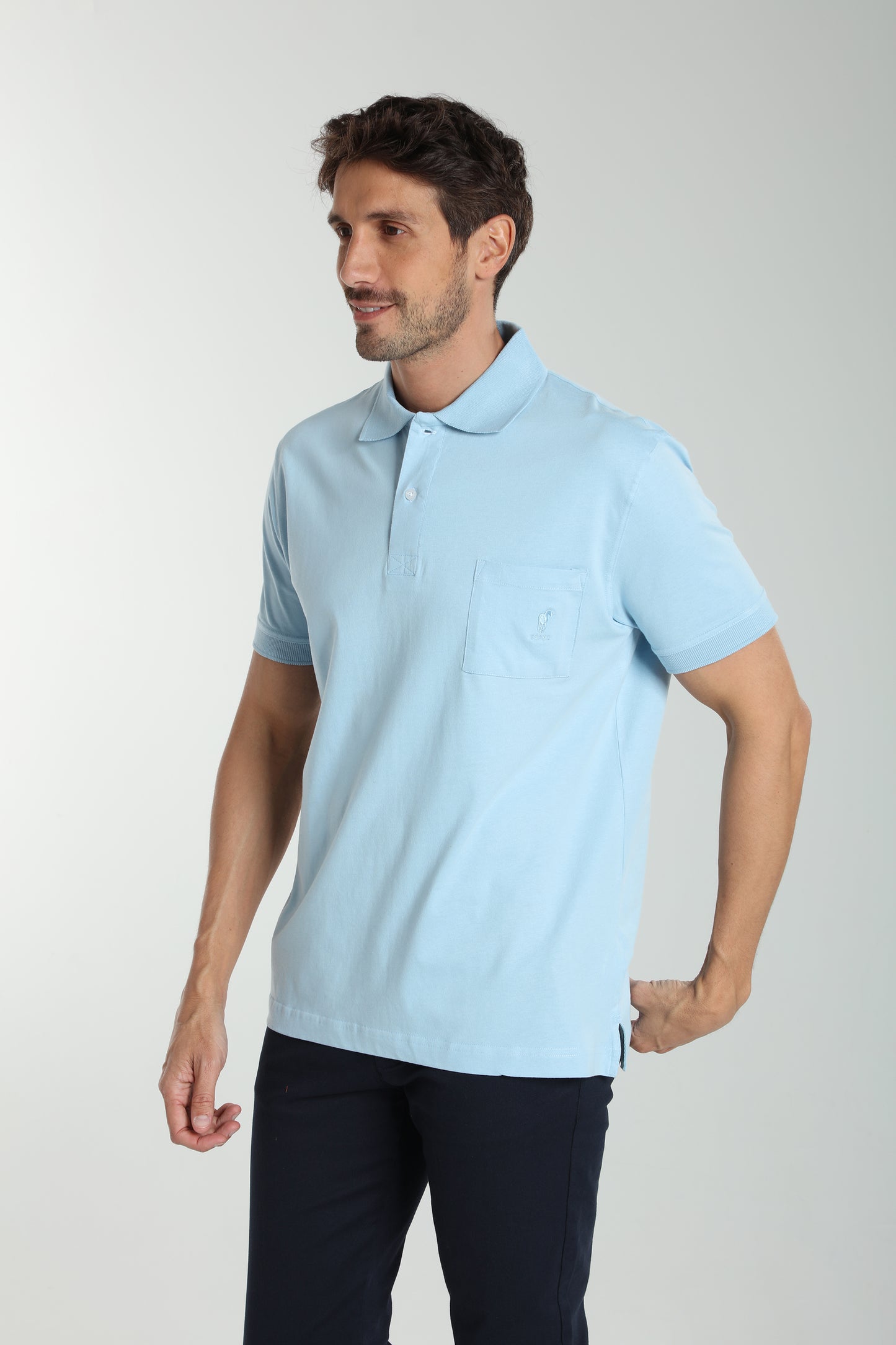 Polo manches courtes PJEY bleu ciel