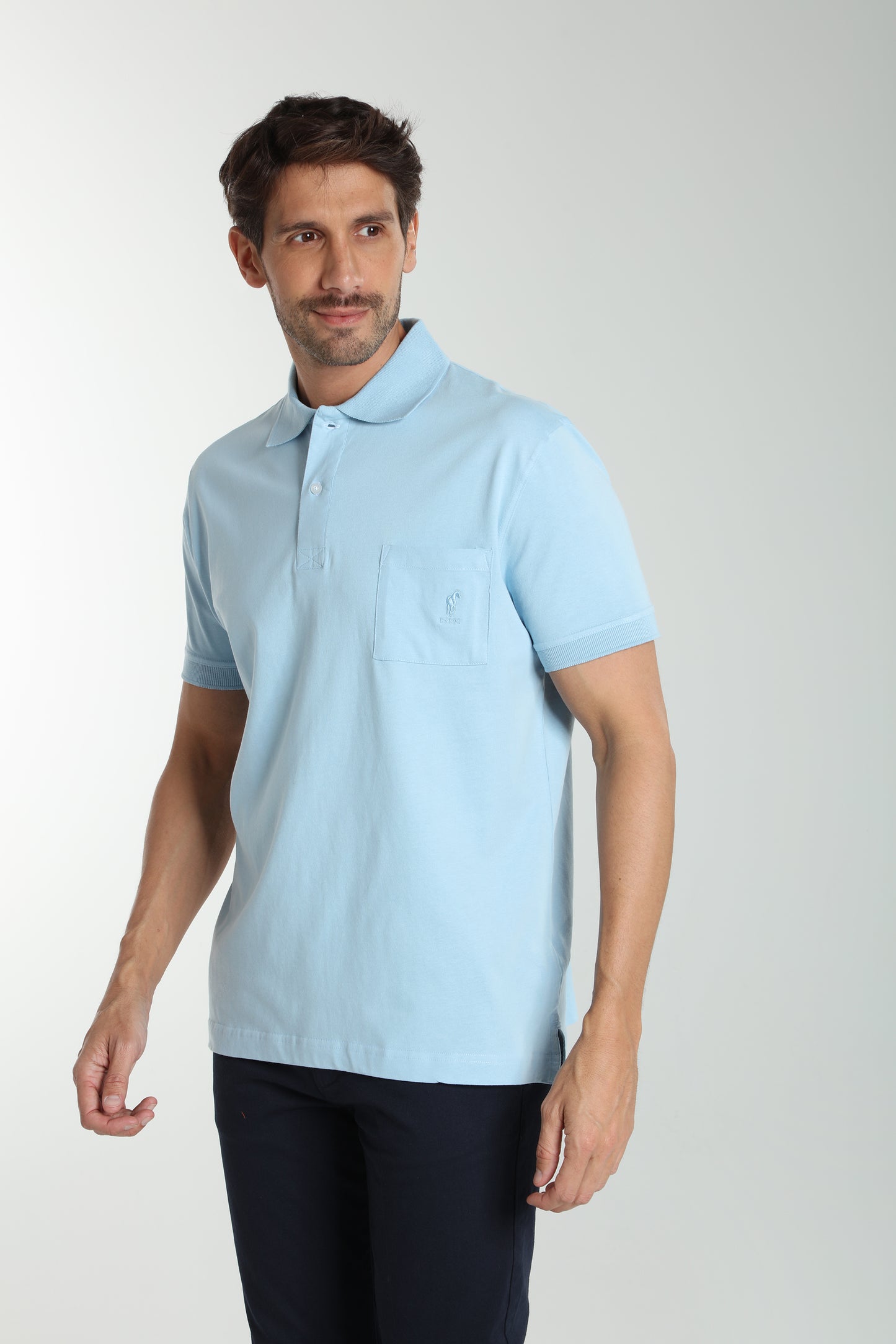 Polo manches courtes PJEY bleu ciel