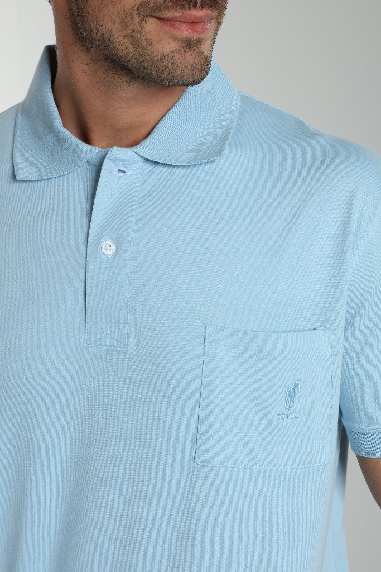 Polo manches courtes PJEY bleu ciel