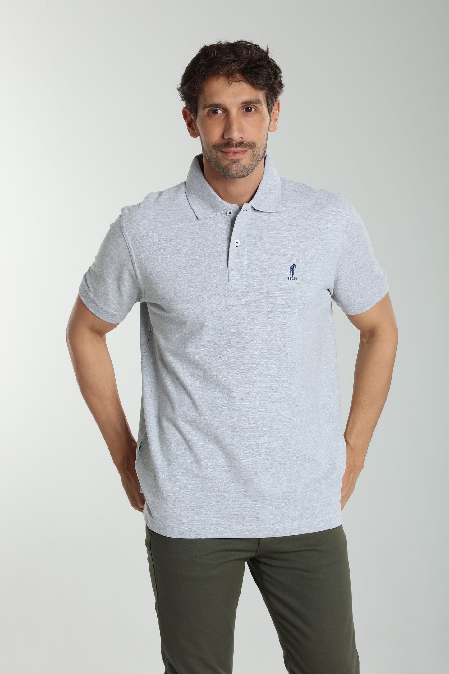 Polo manches courtes PAUL gris chiné
