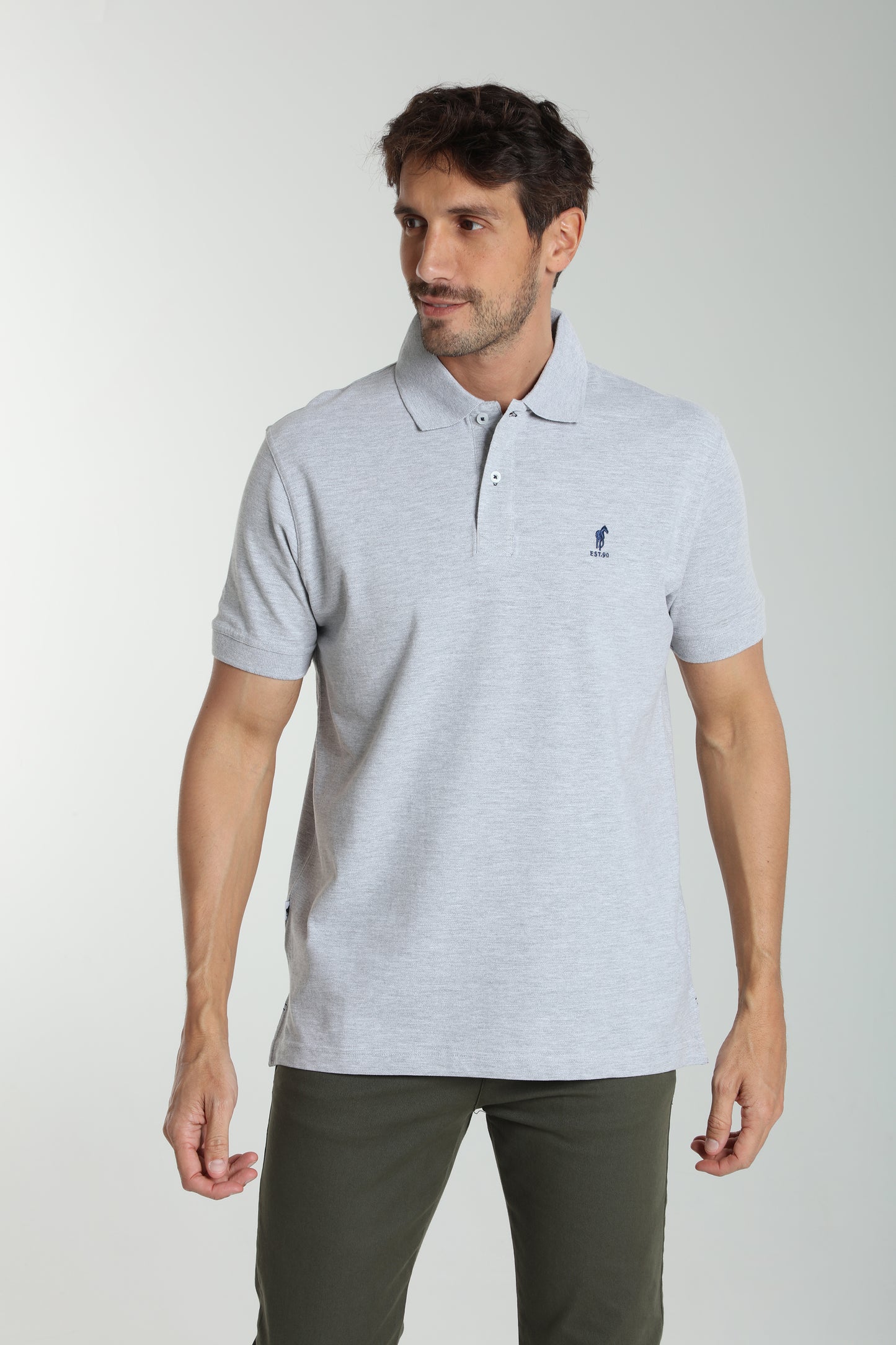 Polo manches courtes PAUL gris chiné