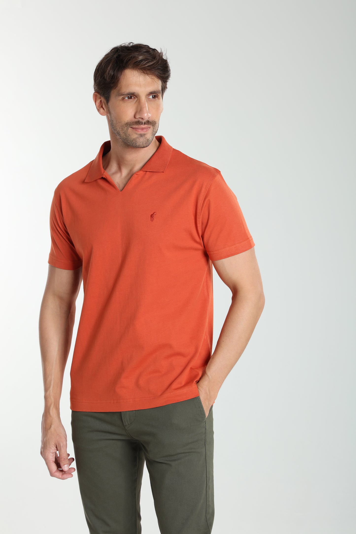 Polo manches courtes PAT brique