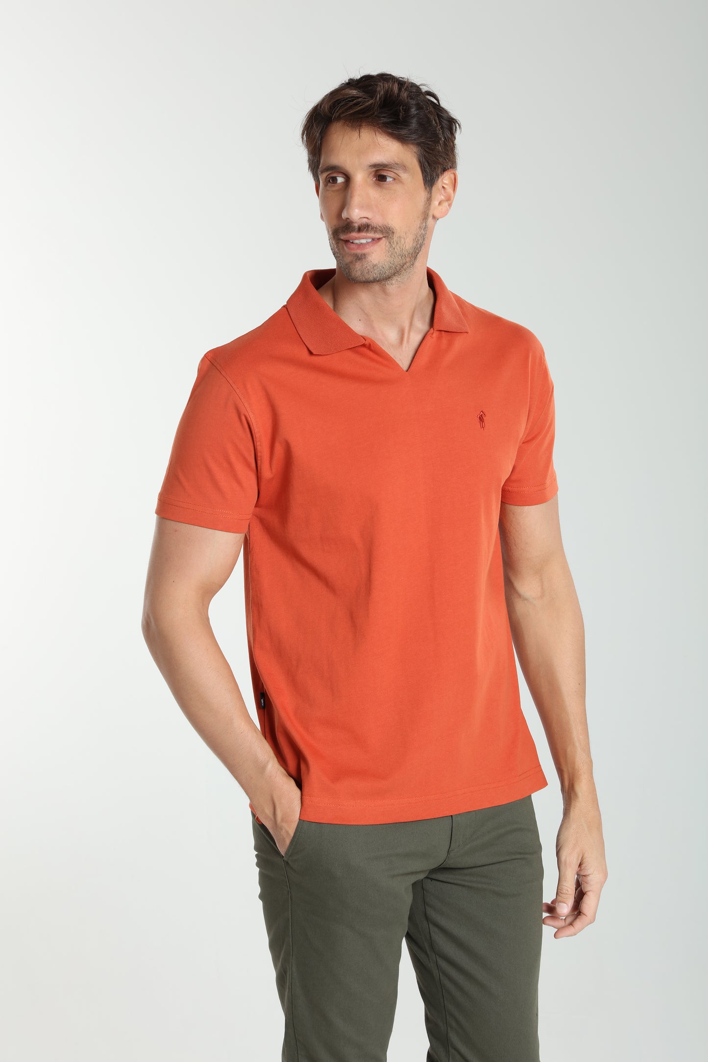 Polo manches courtes PAT brique