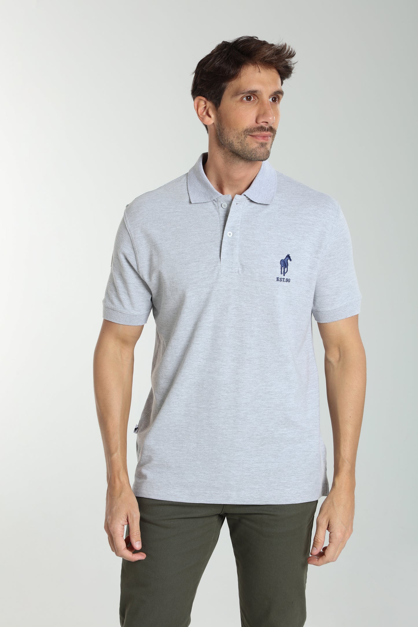Polo manches courtes PING gris chiné