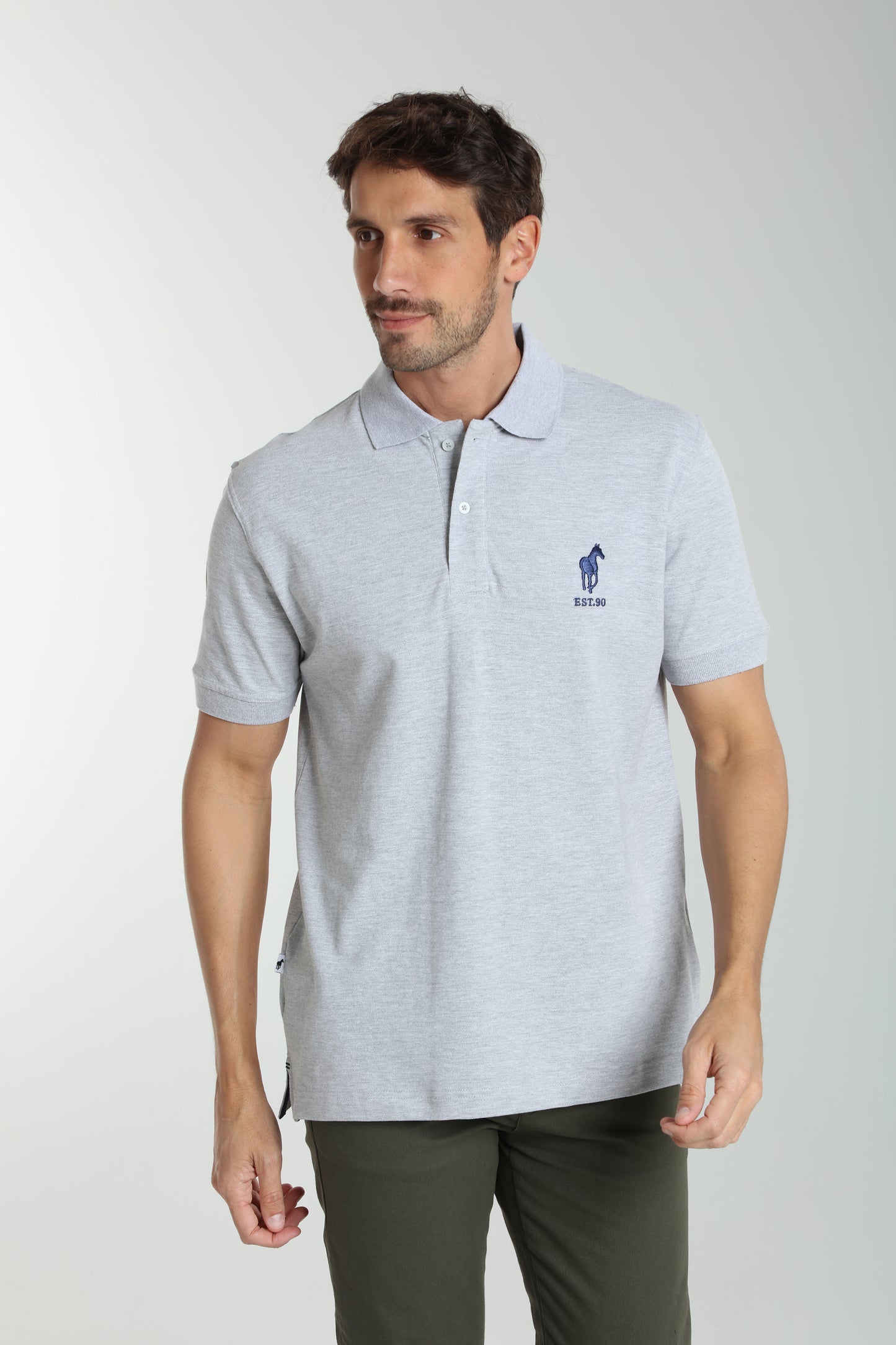 Polo manches courtes PING gris chiné