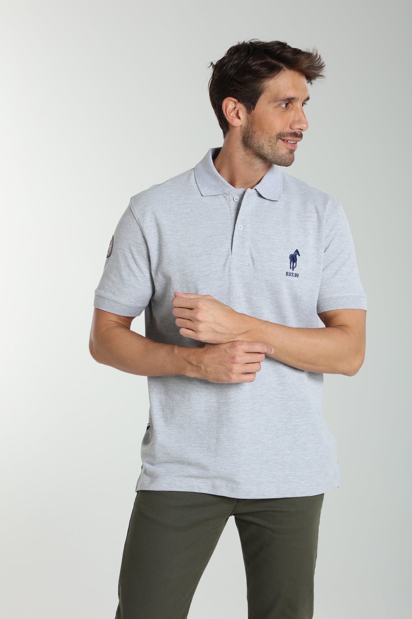 Polo manches courtes PING gris chiné