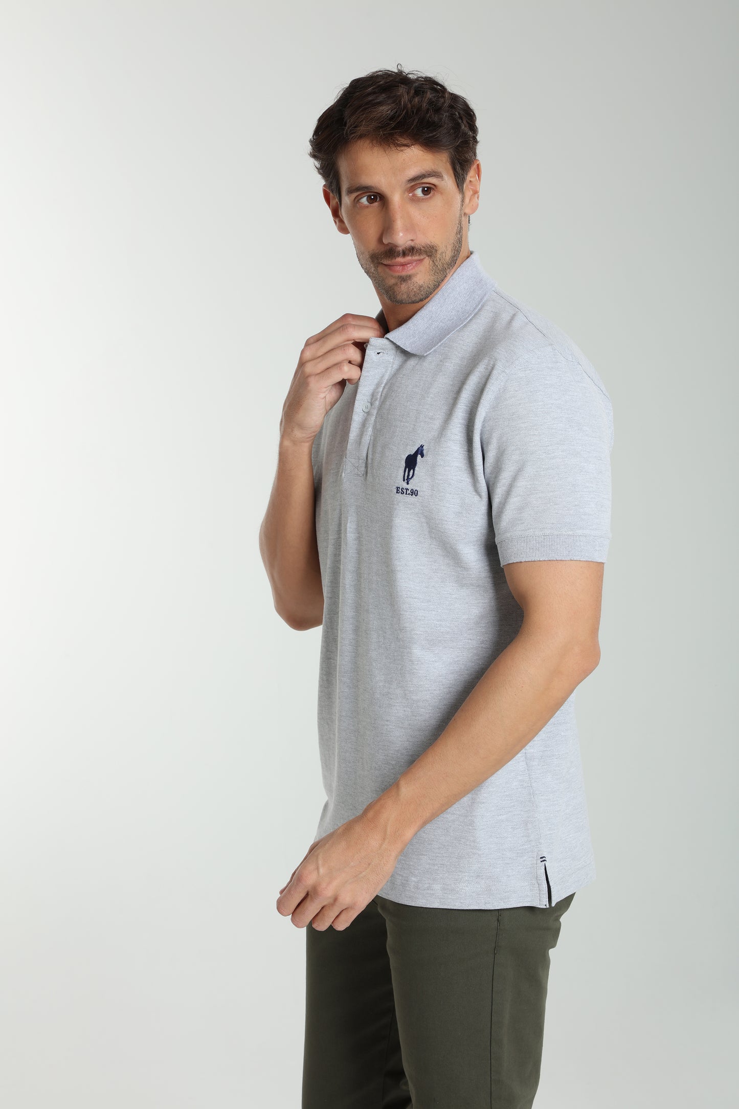 Polo manches courtes PING gris chiné
